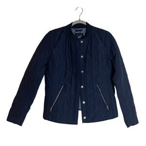 Gap Womens Quilted Barn Jacket Chore Coat Size Small Navy Zip Pockets Midweight